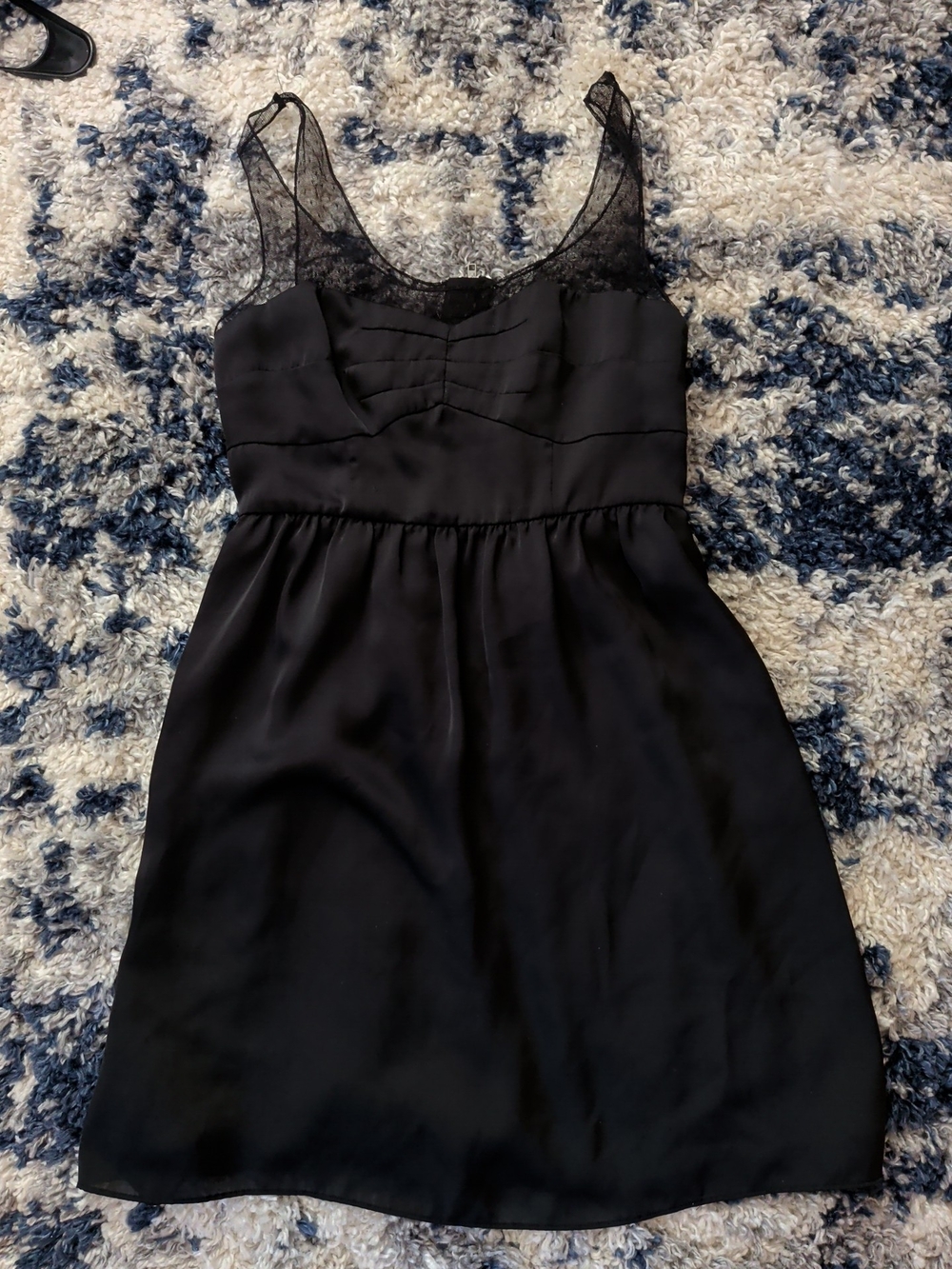 American Eagle Outfitters Black Mini Dress with Lace Yoke